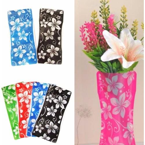 2 Pcs PVC Plastic Flower Vase Portable Eco-friendly Flower Cute Foldable Vase Wedding Office Home Decoration Random Color