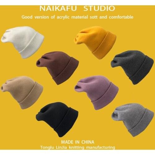 2021 New Winter Hat for Women Rabbit Cashmere Knitted Beanies Thick Warm Vogue Ladies Wool Angora Hat Female Beanie Hats