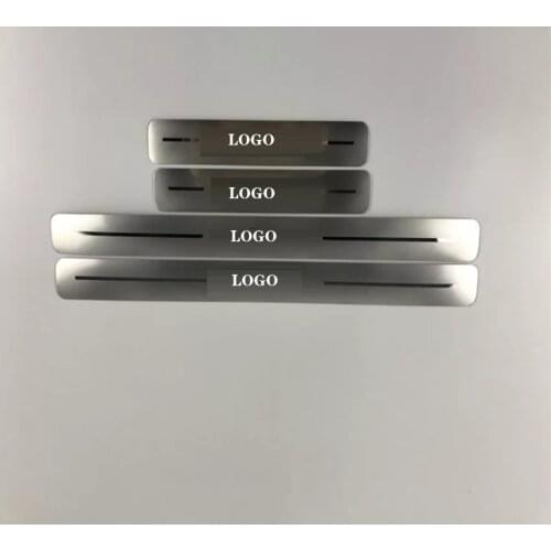 4pcs/lot ultra-thin Stainless Steel Door Sill pedal Scuff Plate Welcome Pedal Threshold for 2017 2018 KIA Rio X-Line XLINE car