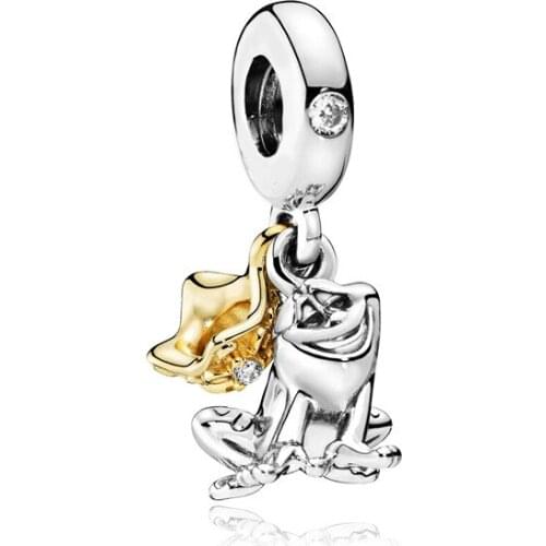 5PCS Hot Silver Color Fairy Tale Pendant Gold Crown The Frog Prince Charm Fit Original Bracelet Women DIY Jewelry Making