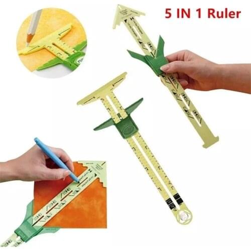 5-IN-1 Sliding Gauge Ruler on Patchwork with Measuring Sewing Tool Multifunctional Patchwork Tailor Ruler Tool Accessories