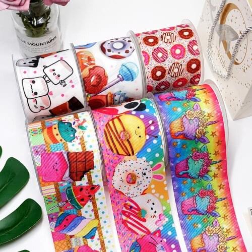 5yards Food Printed Grosgrain Ribbon For Crafts DIY Hair Bows Birthday Decoration30076