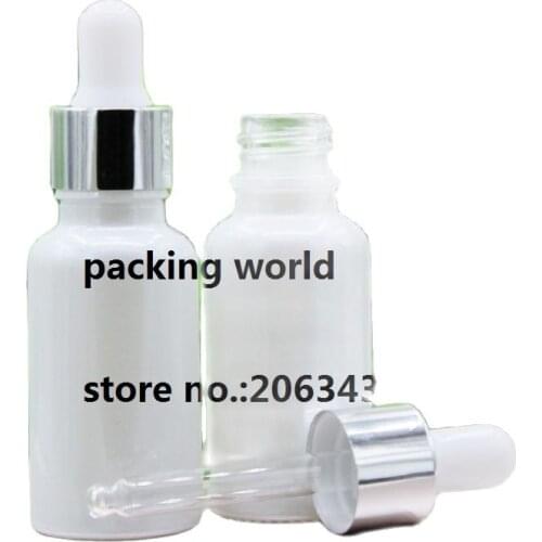 30ml white glass bottle with silver collar , white for essential oil contain dropper bottle essential oil bottle