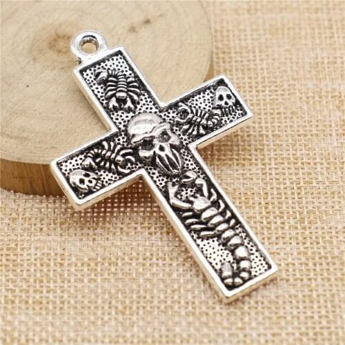 Free shipping 5pcs 43x67mm antique silver Scorpion cross charms diy retro jewelry fit Earring keychain hair card pendant