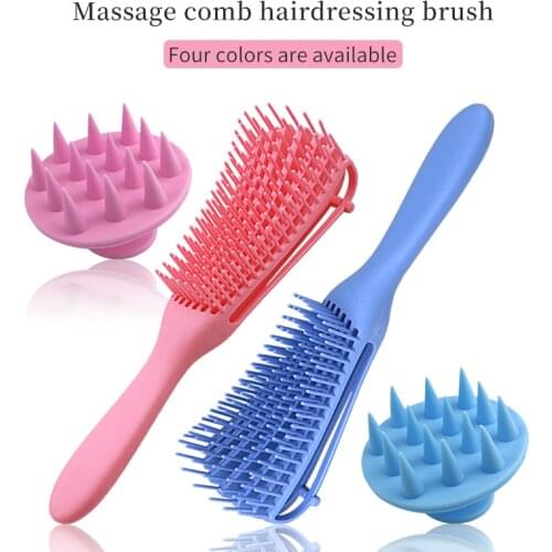 Pure silicone shampoo brush and eight-claw comb with family suit massage bath scalp comb anti-knotting fluffy curling comb