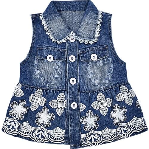 1-5Years Children Kids Toddler Little Girls Baby Girls Denim Vest Spring Autumn Flower Sequins Vest Coat