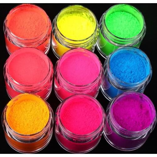 1 Box Fluorescent Sugar Nail Powder Neon Phosphor Colorful Nail Art Glitter Pigment Longest Lasting 3D Nail Decorations