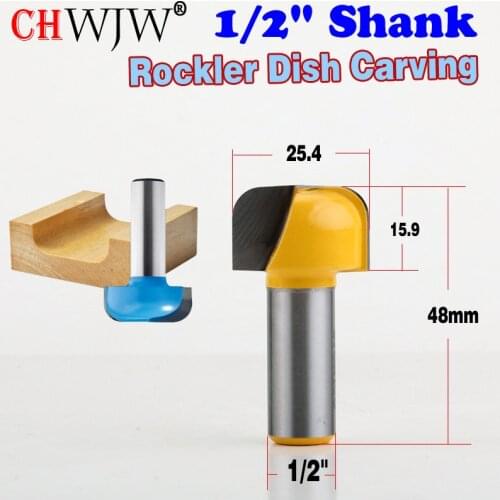 1PC 1/2" Shank Bowl & Tray Dish Carving Router Bit - 1" Dia x 5/8" H Woodworking cutter Tenon Cutter for Woodworking Tools