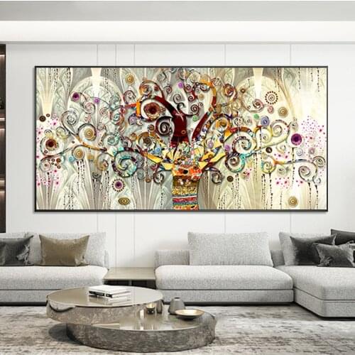 Famous Tree of Life By Gustav Klimt Canvas Painting Abstract Art Posters and Prints Wall Art Pictures for Living Room Home Decor