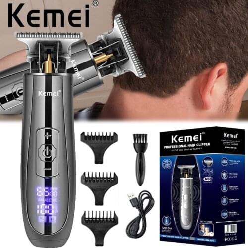 Kemei Electric Hair Trimmer 10w Powerful LCD Clipper 0mm Baldheaded Hair Clippers Barbershop Rechargable Adjustable Speed