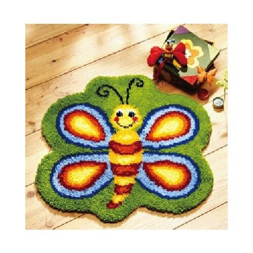 Butterfly Hook Rug Kit Unfinished Crocheting Yarn Mat Latch Hook Rug Kit Floor Mat Santa Claus Picture Carpet Set