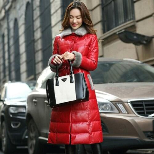 Real Genuine Leather Jacket Mink Fur Collar Sheepskin Down Coat Autumn Winter Coat Women Clothes 2020 Korean Vintage Tops ZT3795