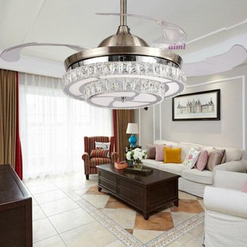 LED 42inch 108cm The dimming control K9 Crystal Ceiling Fan Modern/Contemporary Living LED Fan Lights Bedroo 110-240V