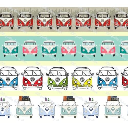Lovely minibus printed grosgrain ribbon party accessories material bag garment 50 yards
