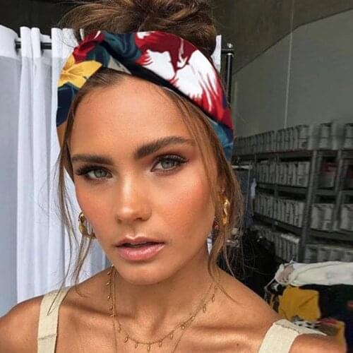 MISANANRYNE Fashion Women Girls Summer Bohemian Hair Bands Print Headbands Vintage Cross Turban HairBands Hair Accessories New