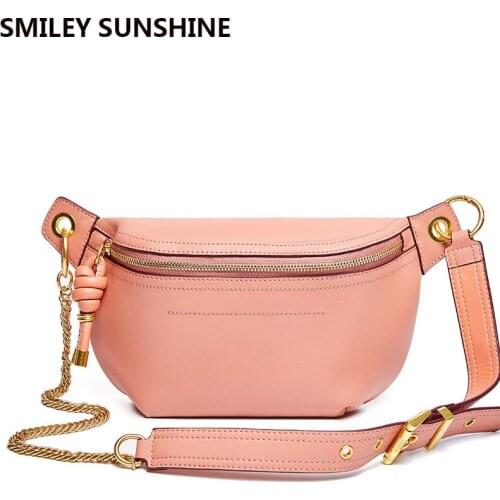 2020 Genuine Leather Fashion Fanny Pack Waist Bag Famous Brand Sling Bag Women Waist Pack Leather Travel Chest Bag sac femme