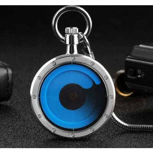 Fashion Quartz Pocket Watch Future Graphic Sense Swirl Maelstrom Face Silver Case Creative Watches 2018 New Women Clock Gifts