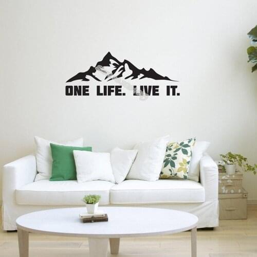 One Life Live It Quote Mountain wall Sticker Vinyl Modern Home Decor newly married couple Bedroom living room wallpaper EB566
