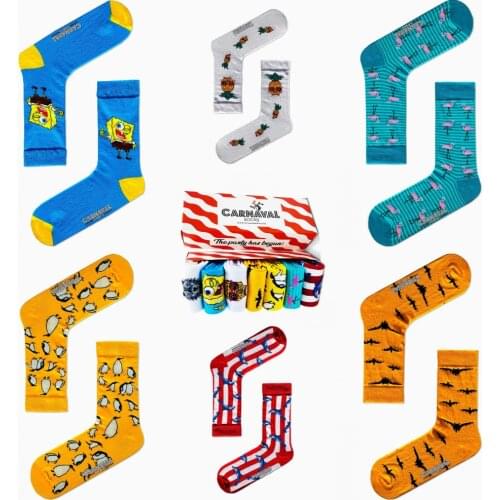 Socks 7 Pieces Set Animal Design Unisex Women And Men Sweatproof Washable Discount Summer Winter Spring Autumn Fashion Trend