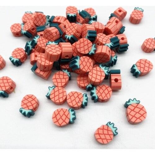 New 30pcs10mm Smiley/Animal/Fruit Beads Polymer Clay Beads Spacer Loose Beads for Jewelry Making DIY Accessories #20
