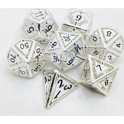 New Metal Hollow Dice Polyhedral RPG Dice Set