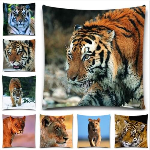 Wholesale 5 size Cotton Polyester Cushion Cover throw pillows covers Animals Tiger Pillow case Decor Home