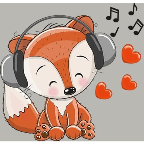 Love Fox Iron On Transfer Vinyl Fashion Appliqued Tops Heat Transfer Diy Patch Iron On Clothes Children T-Shirt Jeans Stickers