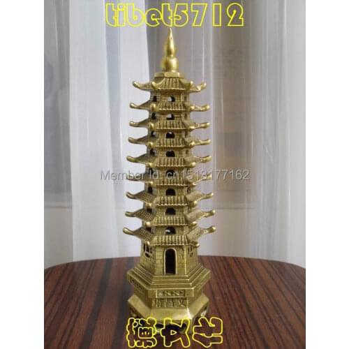 Tibetan Buddhist Temple worship bronze pagoda Wenchang Tower 23 cm 0.6KG Bronze Finish Buddha Healing Statue