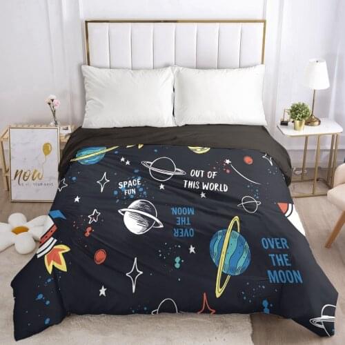 Duvet Cover with Zipper Comforter Blanket Quilt Cover 220x240/90/135/150 3D Cartoon Bedding for Boys Baby Kids Child Space
