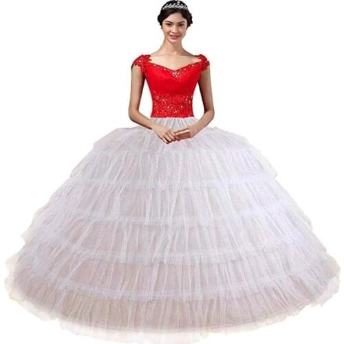 White Petticoats for Wedding Dress 6 Hoops 6 Layers Tulle Adjustable Ball Gown Prom Crinolina Vestido De Novia