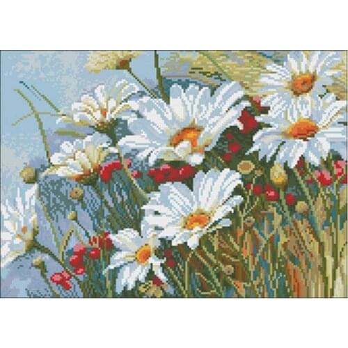 Field white daisies patterns counted 11CT 14CT 18CT DIY Cross Stitch Sets Cross-stitch Kits Embroidery Needlework