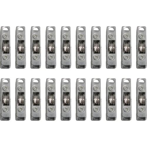 Silver H Type Sliding Roller Wheel with Bearing 12mm Slotted Wheel for Wardrobes Cabinet Door Pack of 20