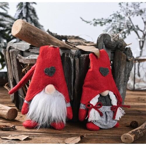 Non-woven Fabric Christmas Pendant No Face Doll Ornaments Old Man Forest Love Standing Toy Window Decorations