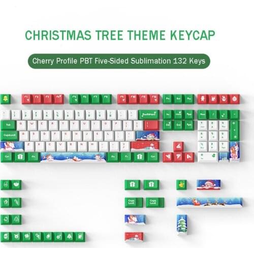 Christmas Keycaps PBT Five-Sided Sublimation Mechanical Keyboard Personality Keycaps132 Keys Cherry Profile With MX Switch