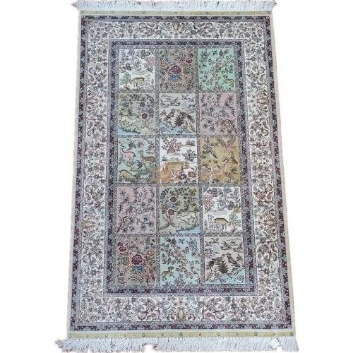 Seeykeep™ 3x5ft Rectangle Pure Silk Handknotted Unique Decorative Compartment Design Renowned As Paradise Garden Rug-SK3036160