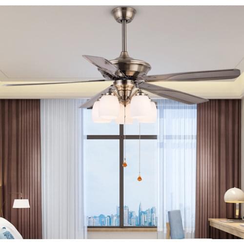European-style Elegant Retro Ceiling Fan with Lights Strong Wind Mute Smart Living Room Bedroom Ceiling Lamp with Remote Control