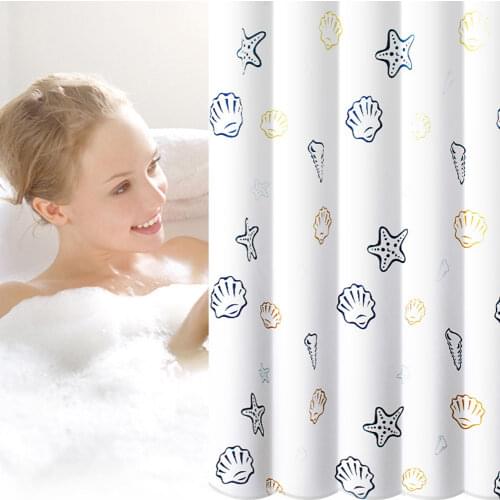 EHOMEBUY Modern Shower Curtain Sea Creature Waterproof Thick White Curtain with Hooks For Bathroom Bath Curtains 15 Sizes