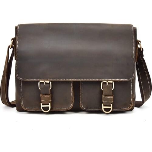 Fashion Males Crossbody Bag Casual Business Genuine Leather Mens Messenger Bag Vintage Men Real Leather Bag Shoulder Handbags