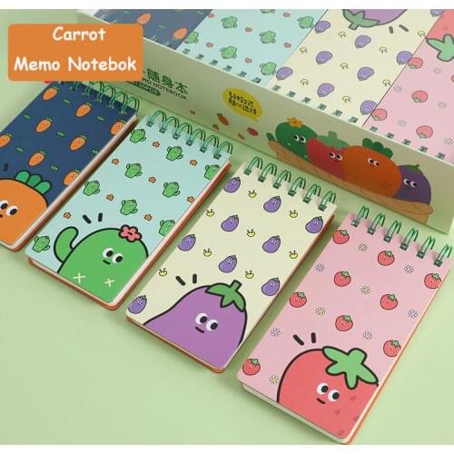 Sharkbang Kawaii Carrot Series Students Vocabulary Notebook English Coil Word Cards Study Memo Notes Pads Writing Reciting Book