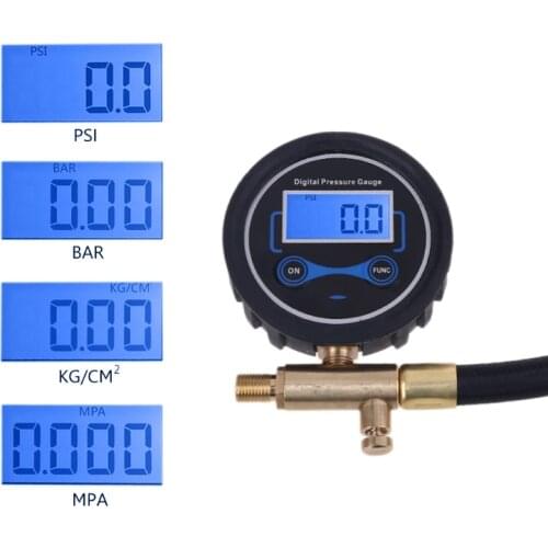 Car Truck Motorcycle Air Compressor Inflating Tube Hose 200PSI with Deflation Digital Tire Pressure Gauge Manometer
