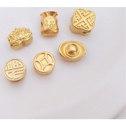 Strong color Vietnam sand gold ingot bao fu word money bag copper wire lotus bead pendant DIY bracelet transfer bead accessories
