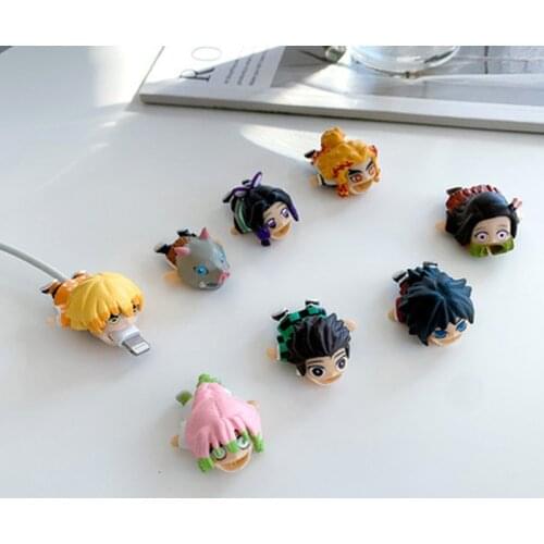 Demon Slayer Charging Cable Data Lines Protector Cover for Mobile Phone USB Cartoon Cosplay Anime Portable Protective Sleeve