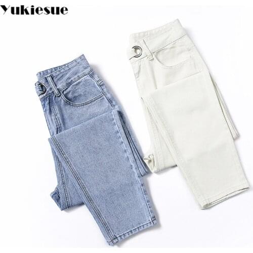 Mom jeans woman elastic waist high wais plus size denim Pants loose boyfriend jeans for women Washed Cotton 2020 fashion new