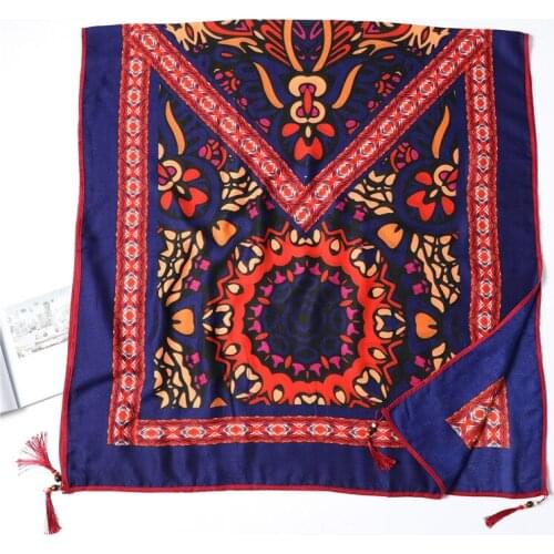 Vintage Print Womens Scarf Fringed Sunscreen Shawl