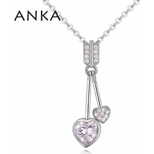 ANKA love cupids double arrow heart women necklaces & pendants trendy fashion AAA cubic zirconia cute necklace jewelry #120853