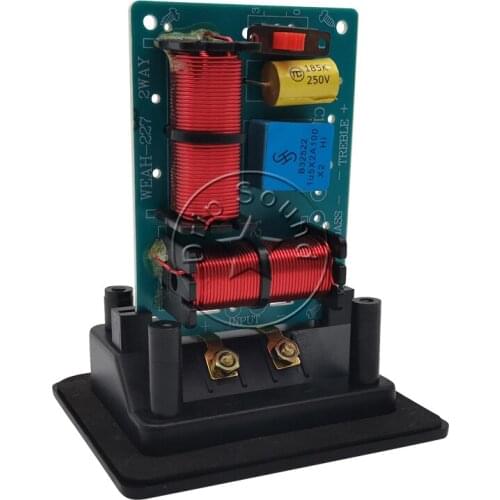 2PCS 80W High-Low 2 Unit 2 Way Hi-Fi Audio Speaker Frequency Divider Crossover Filters With Connection Box