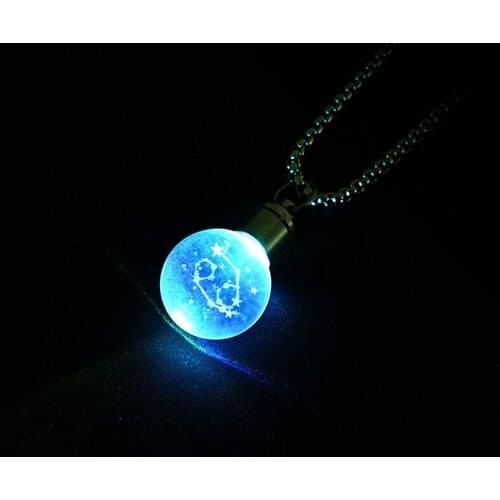 2021 Trendy Korean Stainless Steel Resin Luminous Constellation Necklace For Women Men Couples Jewelry Gift