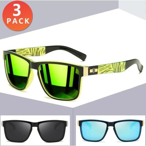 3 PACK Fashion Polarized Sunglasses Men Driveing Travel UV400 Square Sun Glasses Male Sport Style Goggles Ultralight Frame X93