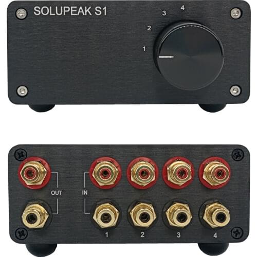 4 (1) IN 1 (4) OUT RCA signal audio connector selector Source HIFI input cable switch switcher schalter splitter box (black)