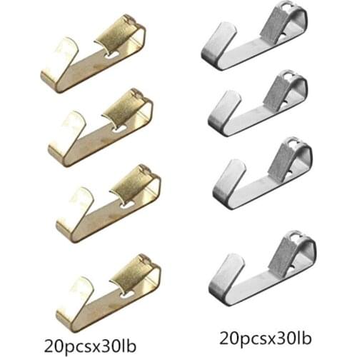 40Pcs Photo Frame Hooks with Nails 30lbs Metal Picture Hangers on Wooden Drywall for Wall Mounting Hanging Mirror Clock 67JB